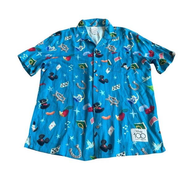 Disney Other - Disney 100 Character Icons Allover Print Woven Button-Up Shirt Top Small Men's
